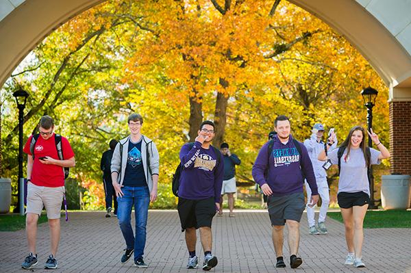  Students walking on campus 