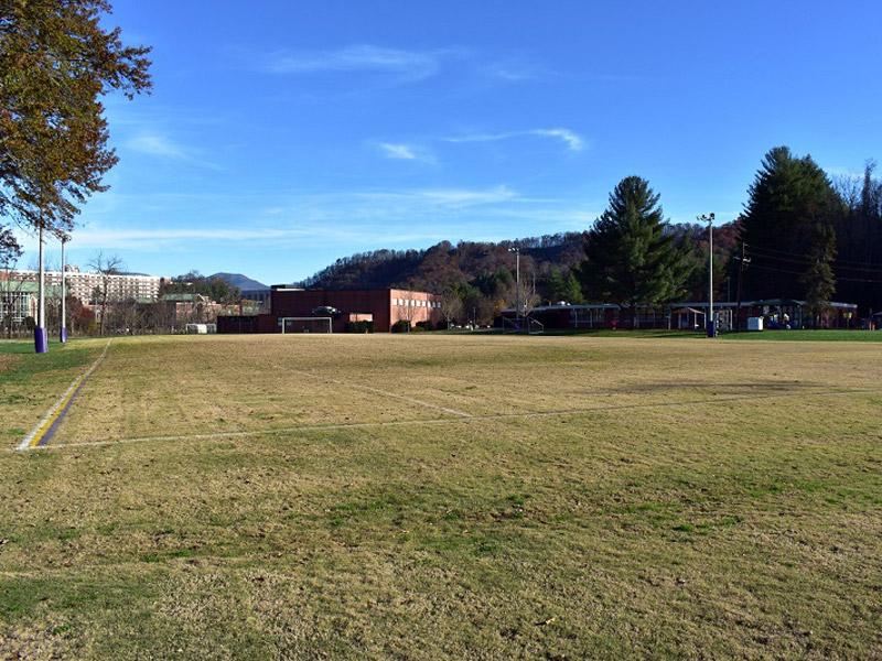 photo of a soccer field on campus